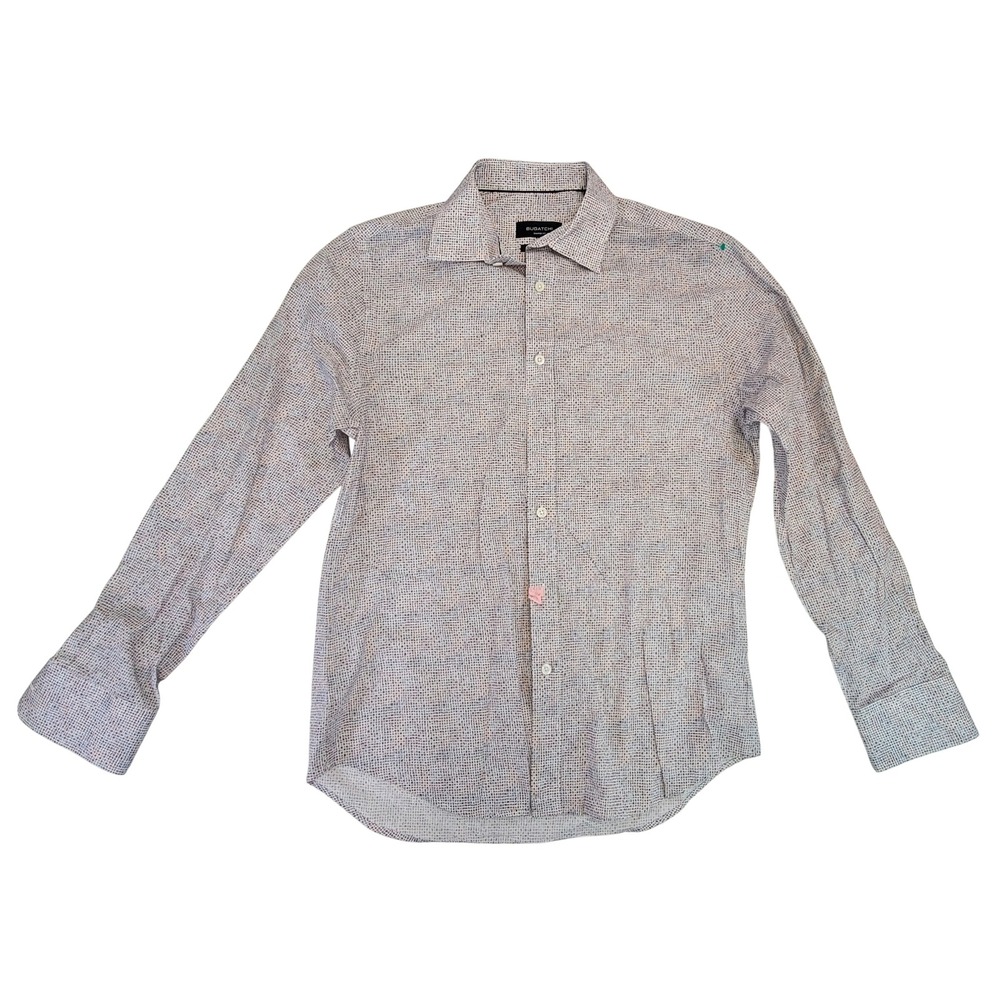 BUGATCHI Shaped Fit Comfort Stretch Mens Long Sleeve Dress Shirt Pattern‎ Size S